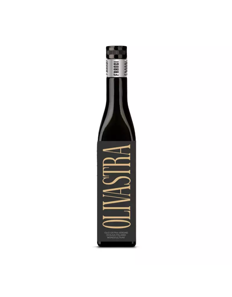 Frantoio Franci Olivastra alyvuogių aliejus. Frantoio Franci gaminamo monoveislinio ypač tyro alyvuogių aliejaus Olivastra Seggianese