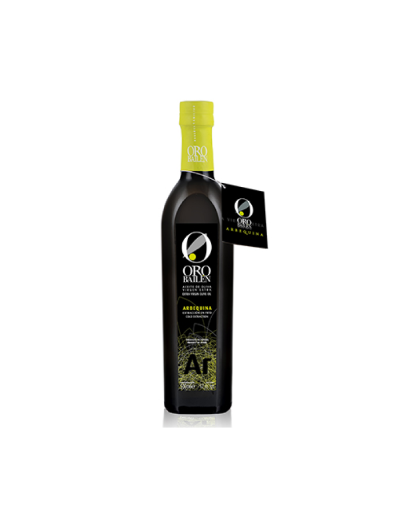 Oro Bailén Arbequina alyvuogių aliejus – aukščiausios kokybės pirmojo spaudimo alyvuogių aliejus iš Ispanijos su vaisiniu aromatu, obuolių, bananų ir migdolų natomis, puikiai tinkantis salotoms ir žuviai.